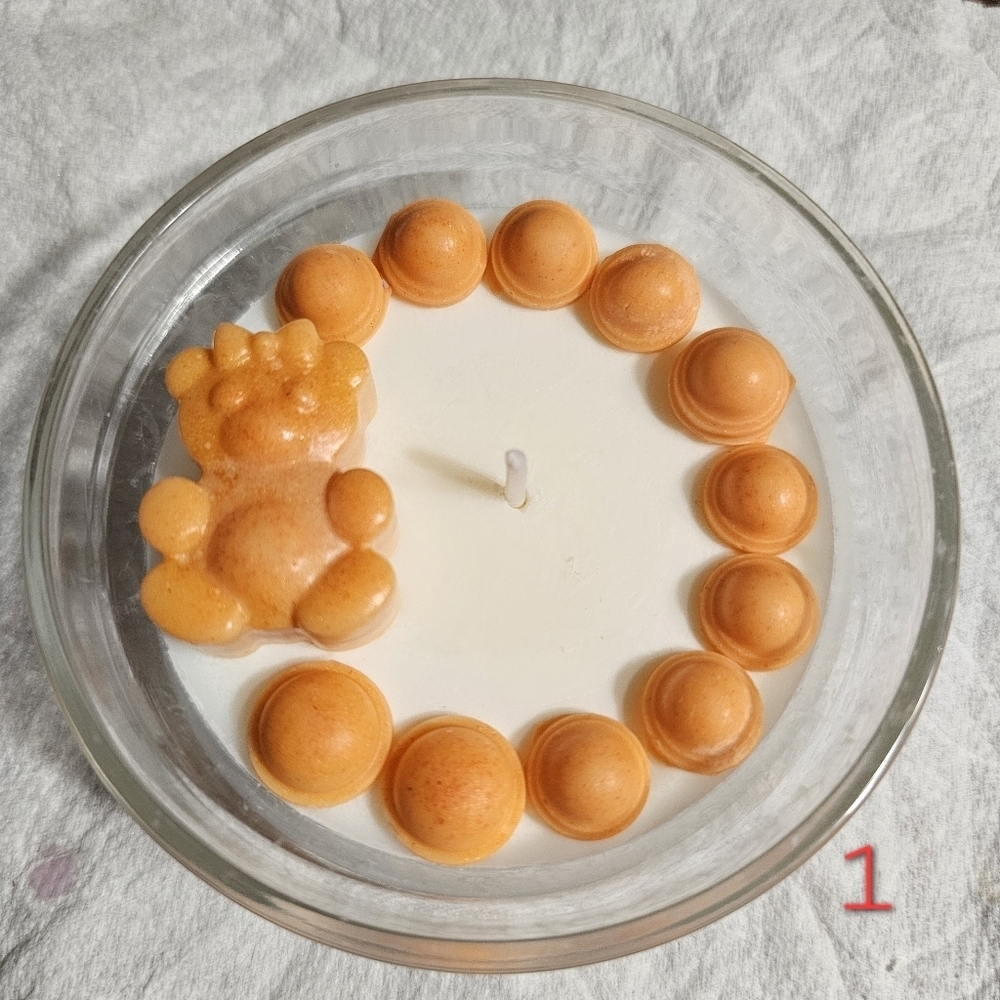 6 Personalized Orange Bear Scented Baby Shower Birthday Candle Favors Giveaways
